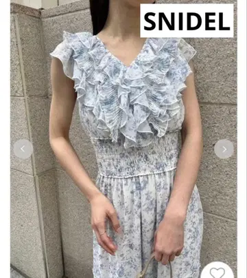 snidel Sustainable 플리츠 프릴 원피스 스나이델 블루
