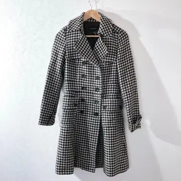 레이빔스 울 하운드투스 체크 패턴 코트 여성용 프리 사이즈 구제 의류