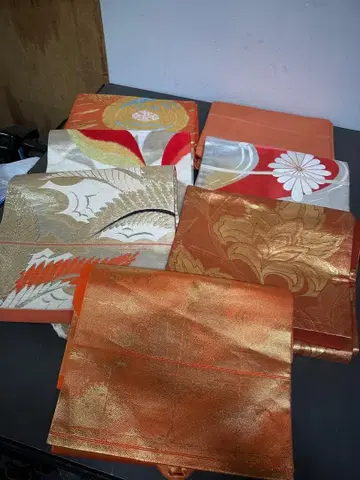 오렌지색 계열 빨간색 오비 모음 기모노