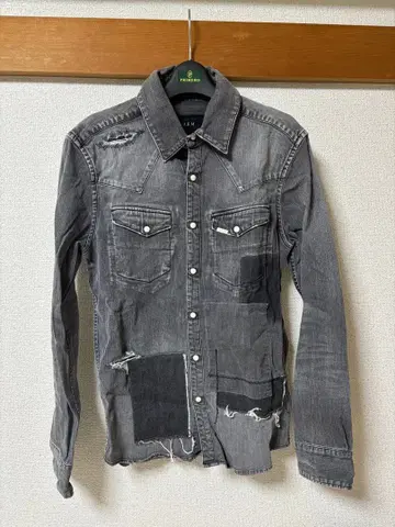 AKM 패치워크 데님 셔츠 그레이