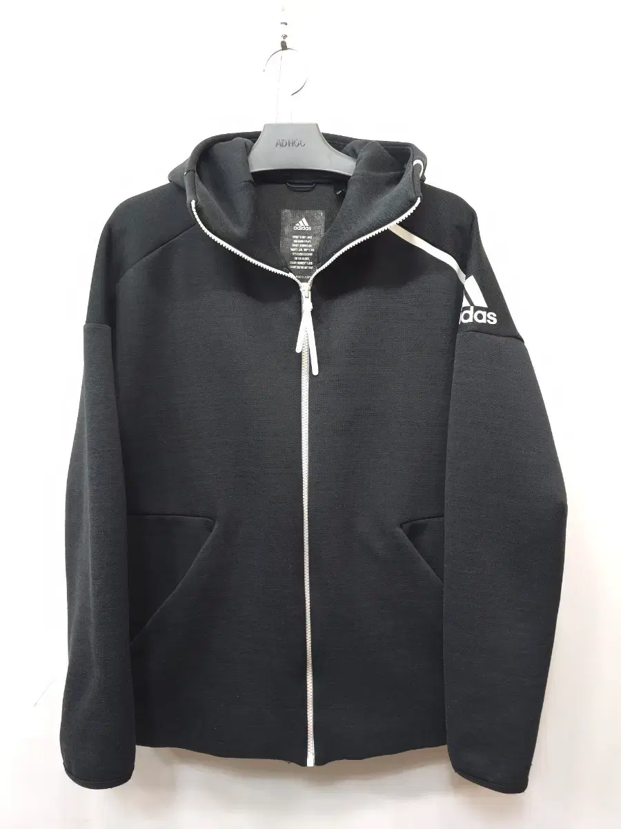 Adidas black hooded zip-up L