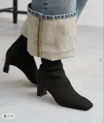 LE TALON 5.5cm 스퀘어 니트 숏부츠 블랙 M 24.5