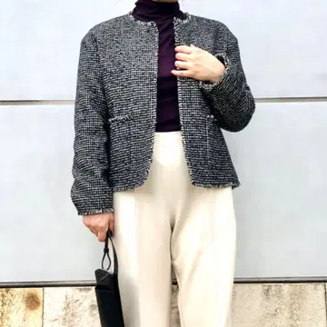 택 포함 새상품 시착만 한 상품 유니클로 노카라 트위드 자켓 M 사이즈