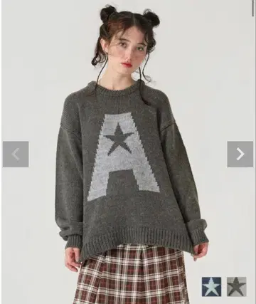 티나:조준 오버 사이즈 니트 스웨터 그레이