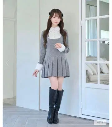 로제뮤즈 Knit sew pleated op 그레이 M 사이즈
