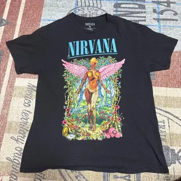 NIRVANA 아트 프린트 T셔츠 L 사이즈 블랙