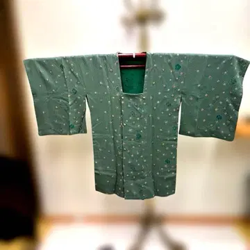 그린 컬러 꽃무늬 자수 도효