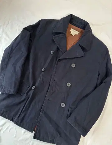J.Crew 네이비 더블 브레스트 코튼 P코트