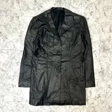 [ Y2K ] 리얼 가죽 롱 자켓 블랙 천연 가죽 빈티지