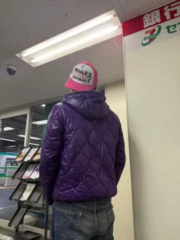 광택 y2k 헤이세이 down jacket purple 퀼팅