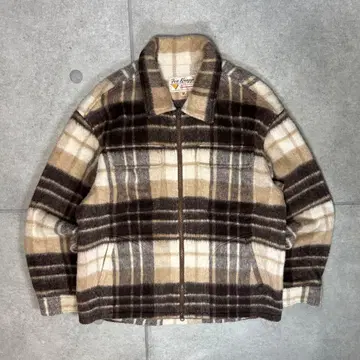 CPO 자켓 셔츠 자켓 모헤어 울 박스형 체크 좋은 배색