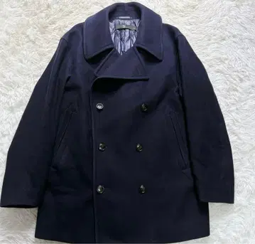 유니클로 +J 울 블렌드 오버사이즈 피 코트 네이비 L 사이즈