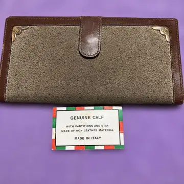 천연 가죽 장지갑 브라운 그레이