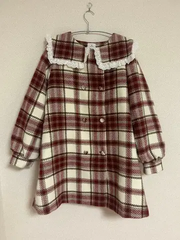 메리제니 체크 세일러 카라 A라인 코트