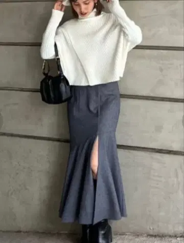 [ rienda ] 비대칭 패턴 슬릿 머메이드 스커트