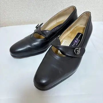 새상품급 RIPPLE RENE 스트랩 슈즈 가죽 블랙 24cm