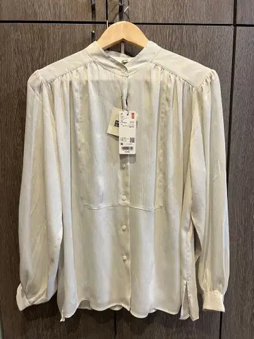 [ 미사용 새상품 ] 유니클로C 볼륨 슬리브 블라우스 화이트M