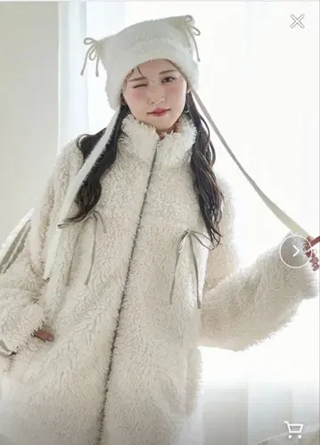 NICE CLAUP 사이드 라인 리본 보아 블루종 화이트 (리본 없음)