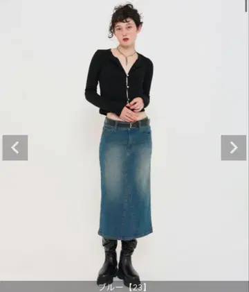 TINA:JOJUN 블루 데님 타이트 스커트