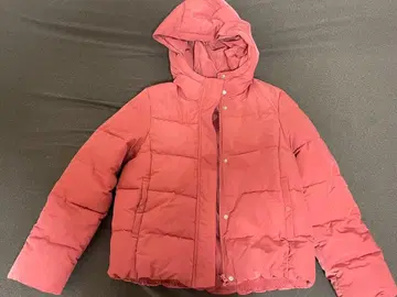 후드 부착 핑크 숏 다운 자켓