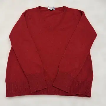 유니클로 캐시미어 100% V넥 스웨터 M 빨간색 레드