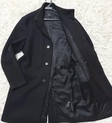 Theory BELVIN 스탠드 카라 코트 네이비 히요쿠 버튼