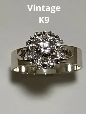 K9 9ct 반지 빈티지 화이트 골드 K9WG