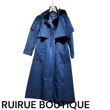 새상품급 RUIRUE BOUTIQUE 네이비 후드 부착 허리 벨트