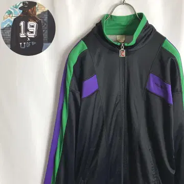해외 구제 의류 트랙 자켓 암라인 절개 디자인 블랙 보라색 L 저지