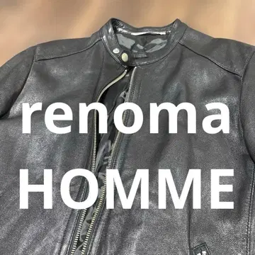 renoma HOMME 블랙 가죽 라이더 자켓