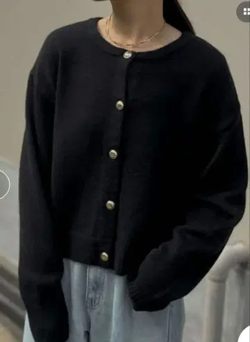 리에티 금 버튼 가디건