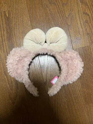 디즈니 귀 달린 머리띠 베이지 핑크