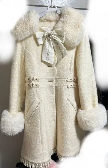 LIZLISA 비쥬 리본 미니 기장 A라인 코트