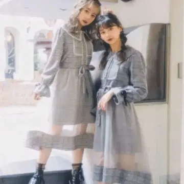 bubbles 버블스 시스루 체크 원피스