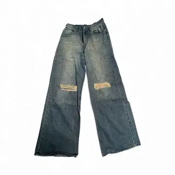 와이드 레그 데미지 데님 팬츠