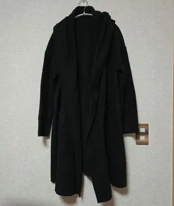 miette 후드 부착 플리스 롱 코트 블랙