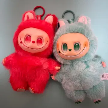 러브브 캐릭터 봉제 인형 빨간색과 그린 2체 세트