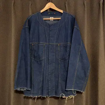 Sasquatchfabrix 노카라 데님 자켓 컷오프