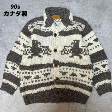 80s-90s 캐나다제 vintage 카우친 울 니트 두꺼운