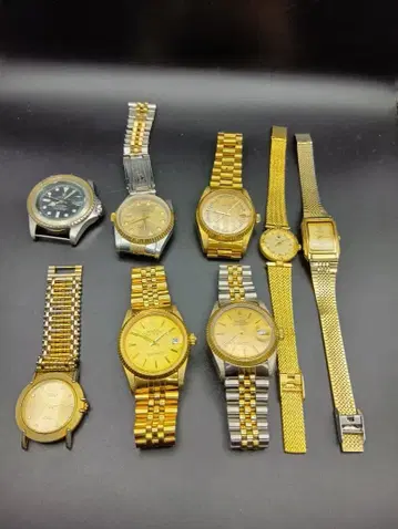 골드 실버 아날로그 시계 8개 세트 작동품 있음 남성용 여성용