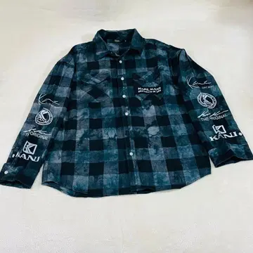 컬 카나이 블록 체크 패턴 디자인 긴팔 셔츠 힙합 M 사이즈