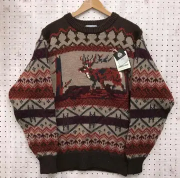GREEN HAWK 사슴 패턴 니트 스웨터 L