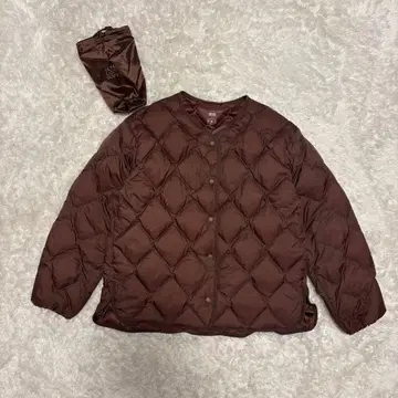 유니클로 울트라 라이트 다운 릴랙스 자켓 노카라 퀼팅 패턴