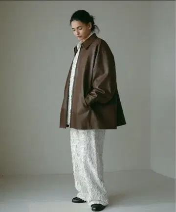 etre tokyo 즉시 완판 인조 가죽 오버 사이즈 블루종