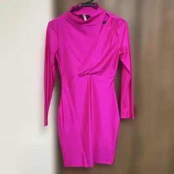 수입샵 Blue. s 형광 핫 핑크 랩 드레스 S 사이즈