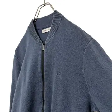 구제 의류 캘빈클라인 풀 집업 니트 자수 원 포인트 봄버 자켓