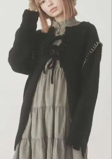 merry jenny 스티치 3way 리본 니트 가디건