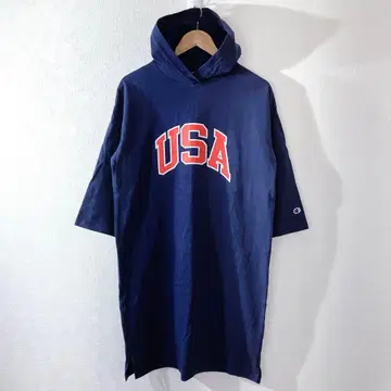 champion 후드 티셔츠 원피스 7부 소매 여성용 L 구제 의류