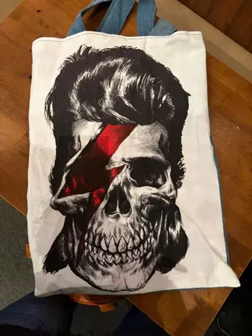 로카빌리 스컬 디자인 데님 토트백