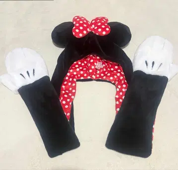 미니 마우스 팬캡 장갑 포함 머플러 캡